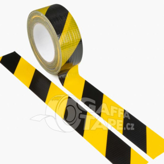 Speciální bezpečnostní výstražná páska černo-žluté pruhy, vhodná na koberce